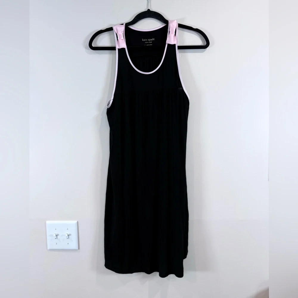 🔥Kate Spade Women’s Black Tank Dress with Pink Trim Size S EC🔥